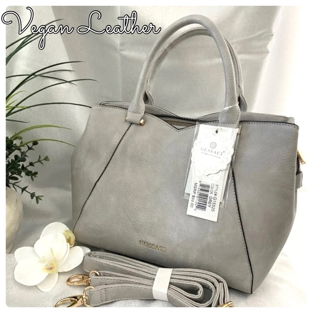 Classic Vegan Leather gray handbag